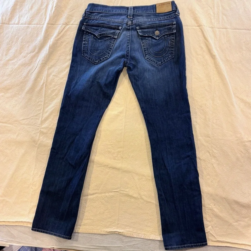 True Religion Jeans Mens Tag 31x32 Blue Geno Straight Slim Fit Denim Stretch USA
